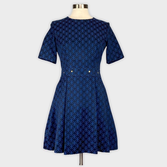 Estee Lauder Dresses & Skirts - Estee Lauder Opening Ceremony Blue Jacquard Short Sleeve Dress 4